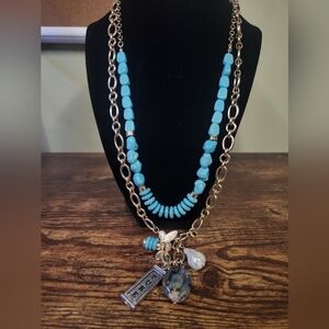 BOGO💖Chico's Faux Turquoise and Goldtone Layered Necklace